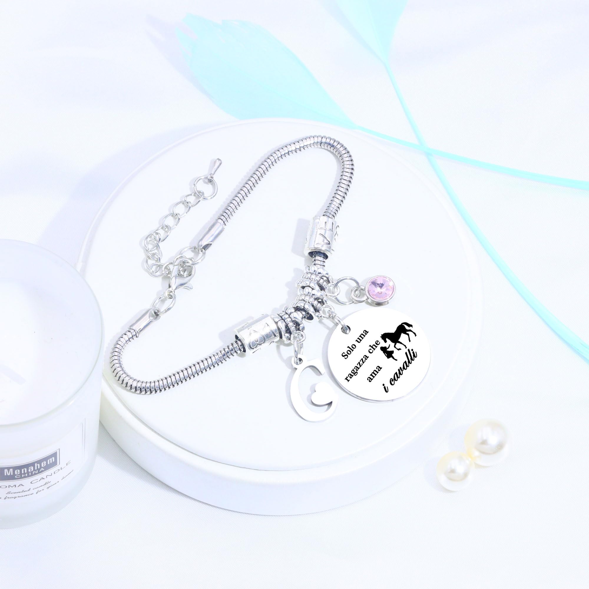 26 Lettere Iniziali Braccialetti Di Cavallo"Solo Una Ragazza Che Ama i Cavallo"Braccialetto Di Cavallo Per Le Donne Ragazze