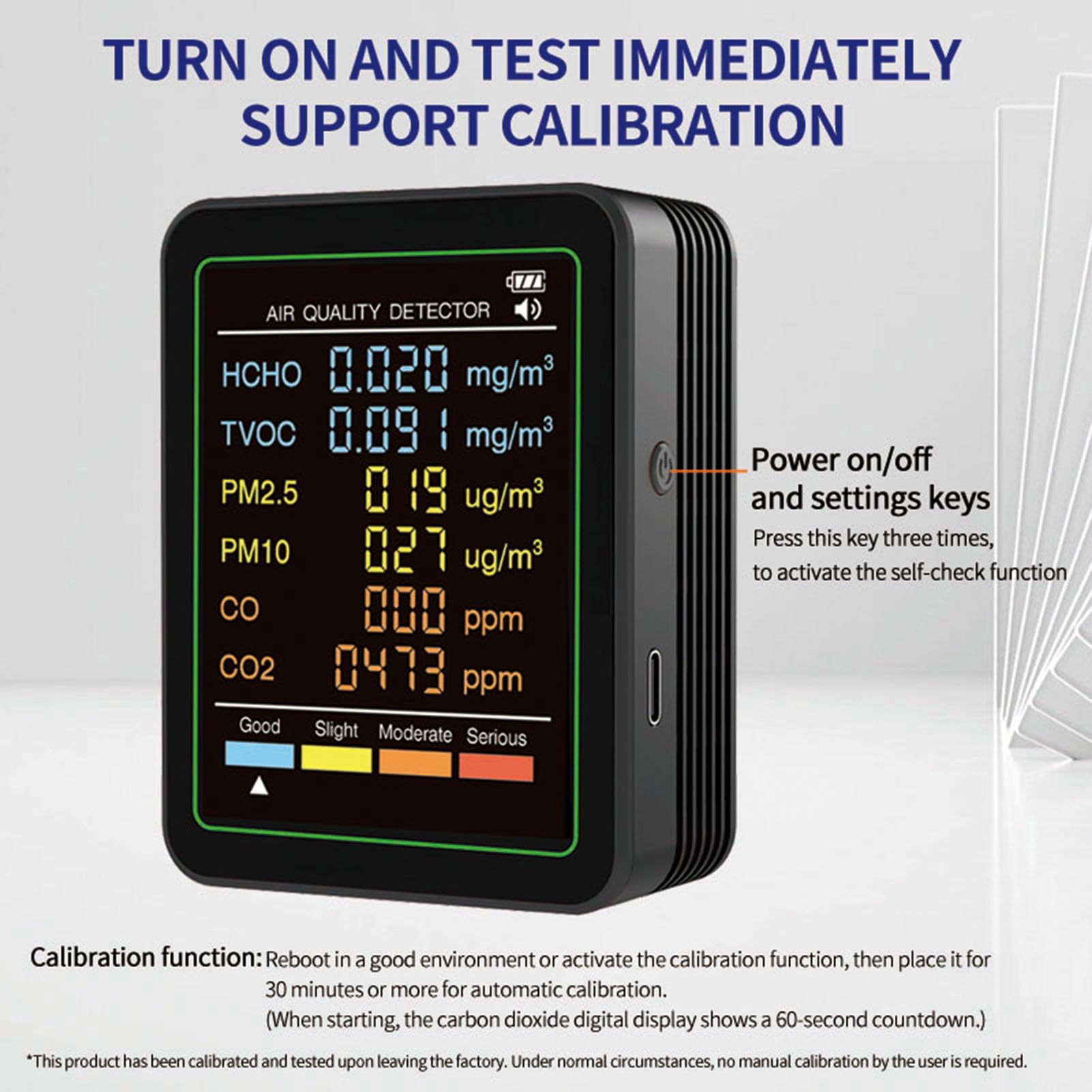 Cuifati 6 in 1 Professioneller Innenluftqualitätsmonitor Tragbarer CO2-Monitor für den Innenbereich |HCHO |CO-Monitor |TVOC |PM2,5 |PM10 |- Monitor für Saubere Luft in Geschlossenen