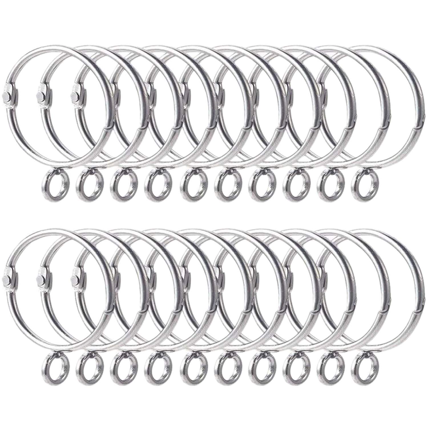 Fransande Silver 20 Pcs Openable Curtain Rings Open And Close Metal Rustproof Drapery Loops With Eyelet For Hook Pins (1.5 Inch)