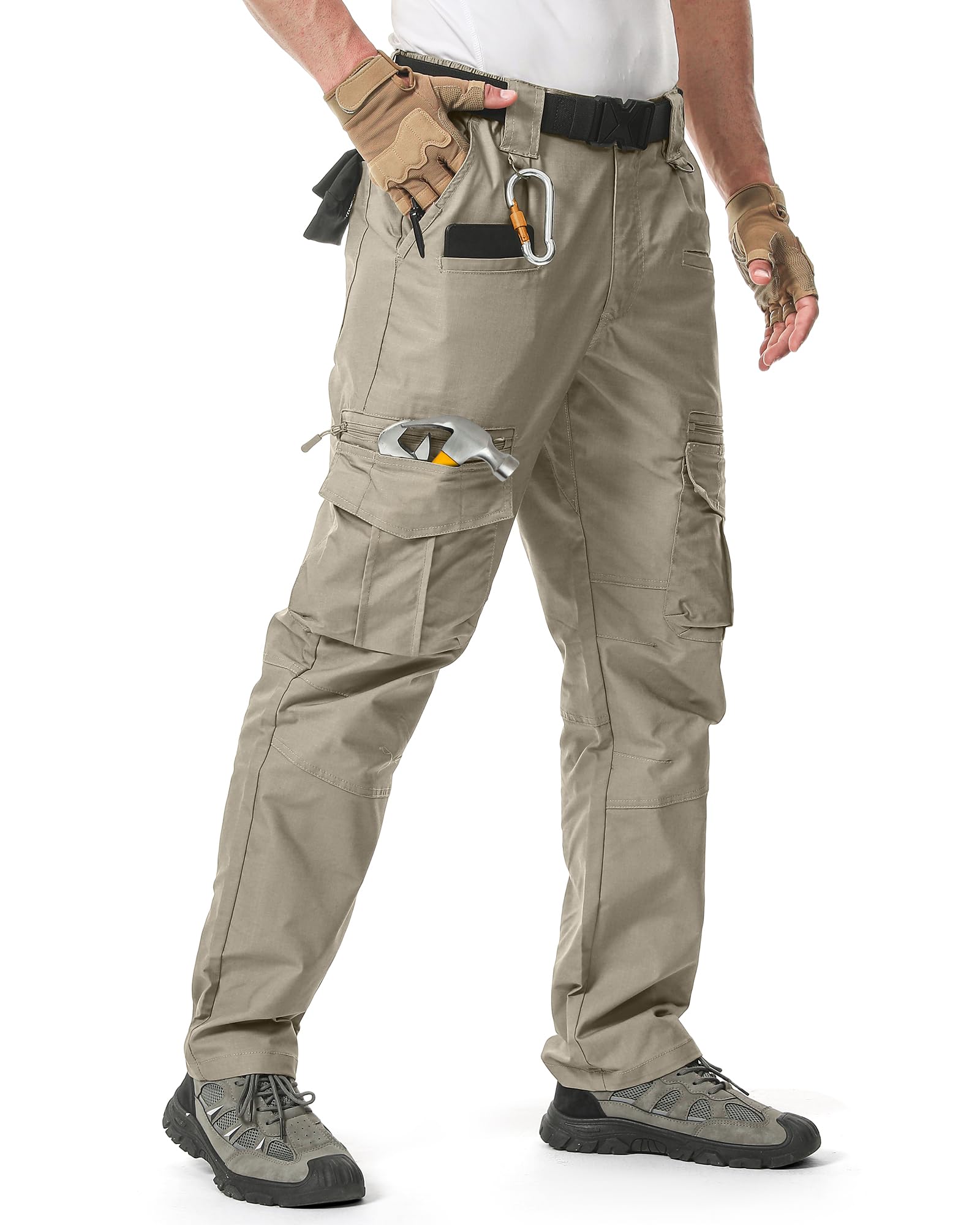IGOLUMON Arbeitshosen Männer Cargohose Herren Stretch mit Vielen Taschen Outdoorhose Taktische Hose Herren mit Halbelastischer Bund