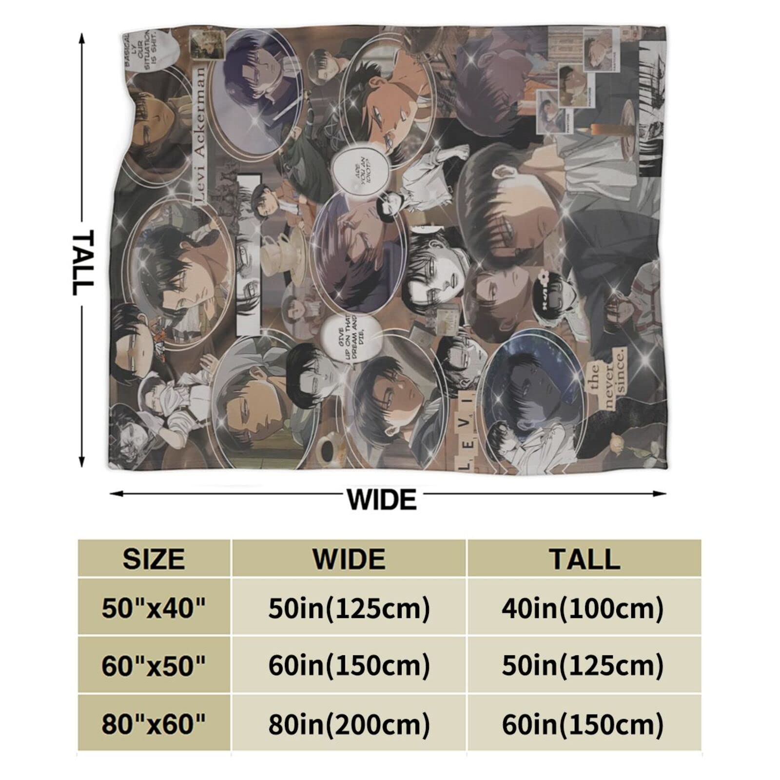 Amazon.com: Anime Throw Blanket Levi Ackerman Throw Blanket Ultra-Soft  Flannel Blanket : Home u0026 Kitchen