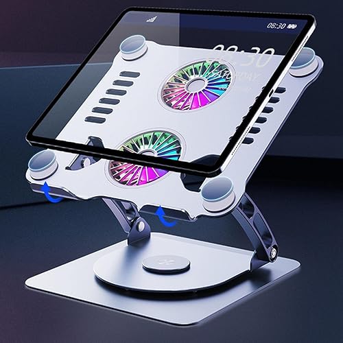 Vista 2 de Laptop Cooling Stand, Portable Laptop Cooler, Aluminum Foldable Laptop Cooling Pad, 360 Swivel Base Laptop Stand with Fan, Adjustable Height Laptop