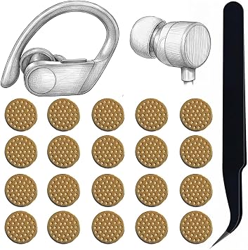 Replacement Dust Filter for Beats Flex/X/Powerbeats Pro/ urBeats3 | Earbuds Dust Proof Mesh | Gold Color | 20 Pieces | Includes Tool Tweezers