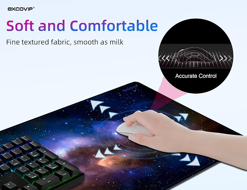 excovip Nagy Méretű Egérpad Irodai és Gamer Használatra - Precíziós Asztali Alátét PC Játékosoknak, Puha Felülettel, 700 x 300 mm