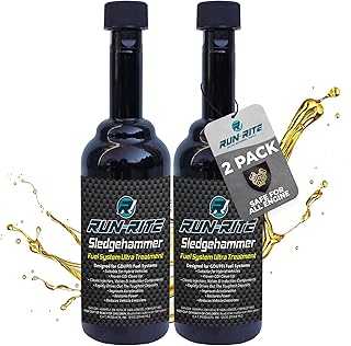 Fuel System Ultra Treatment 12 oz - Valves, Carburetor, Induction Components & Car Fuel Injector Cleaner Gas Additive - Sludge & Fuel System Cleaner for Gasoline Engines Run-Rite SledgeHammer (2-pack)