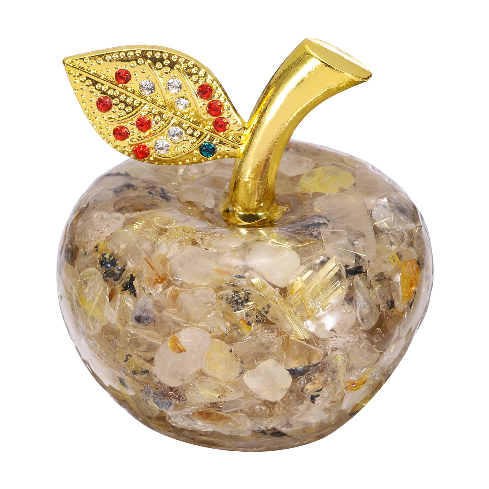 Figurine de pomme en cristal beige pour décoration de maison et centre de table chic