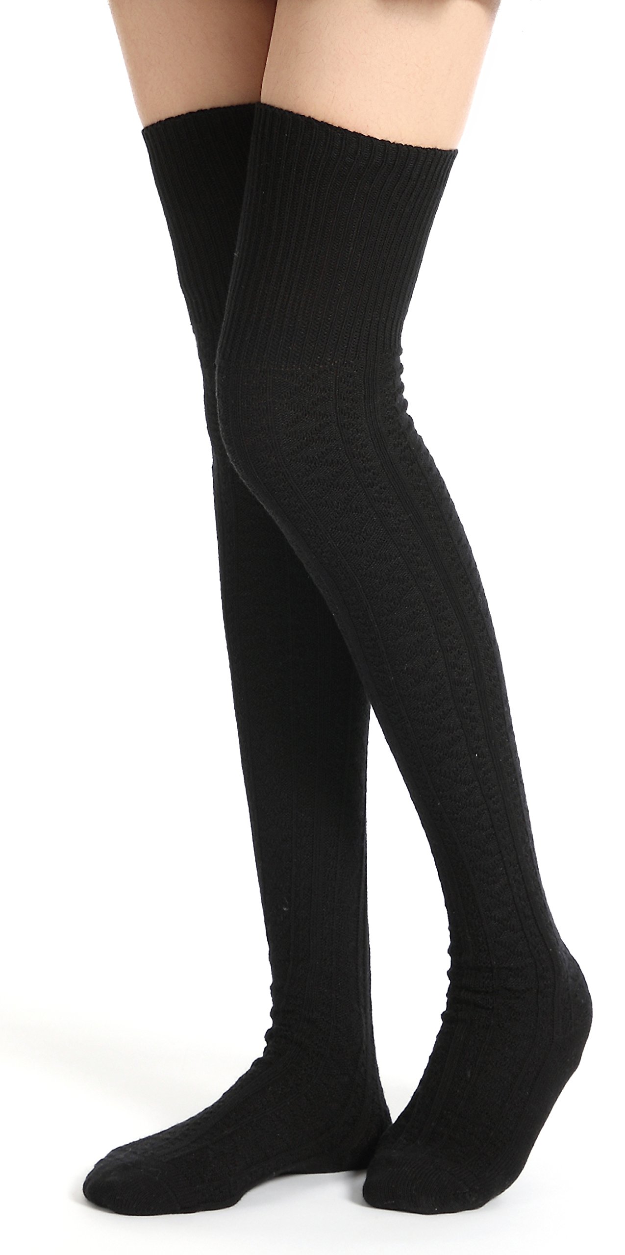 Flora&Fred Women's Turn Cuff Diamond Patterned Over The Knee High Socks