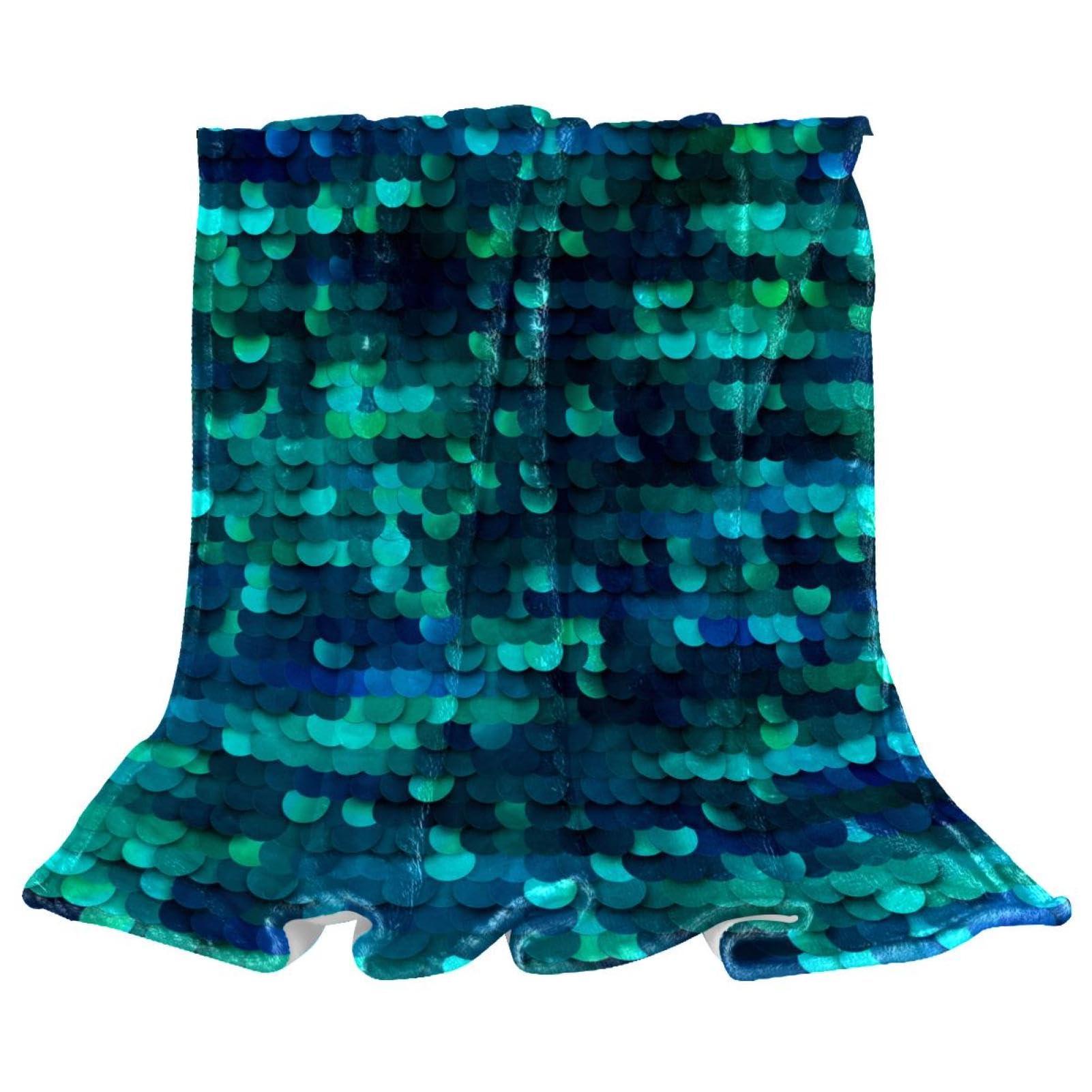 Couverture polaire sirène paillettes vertes, idée cadeau chambre