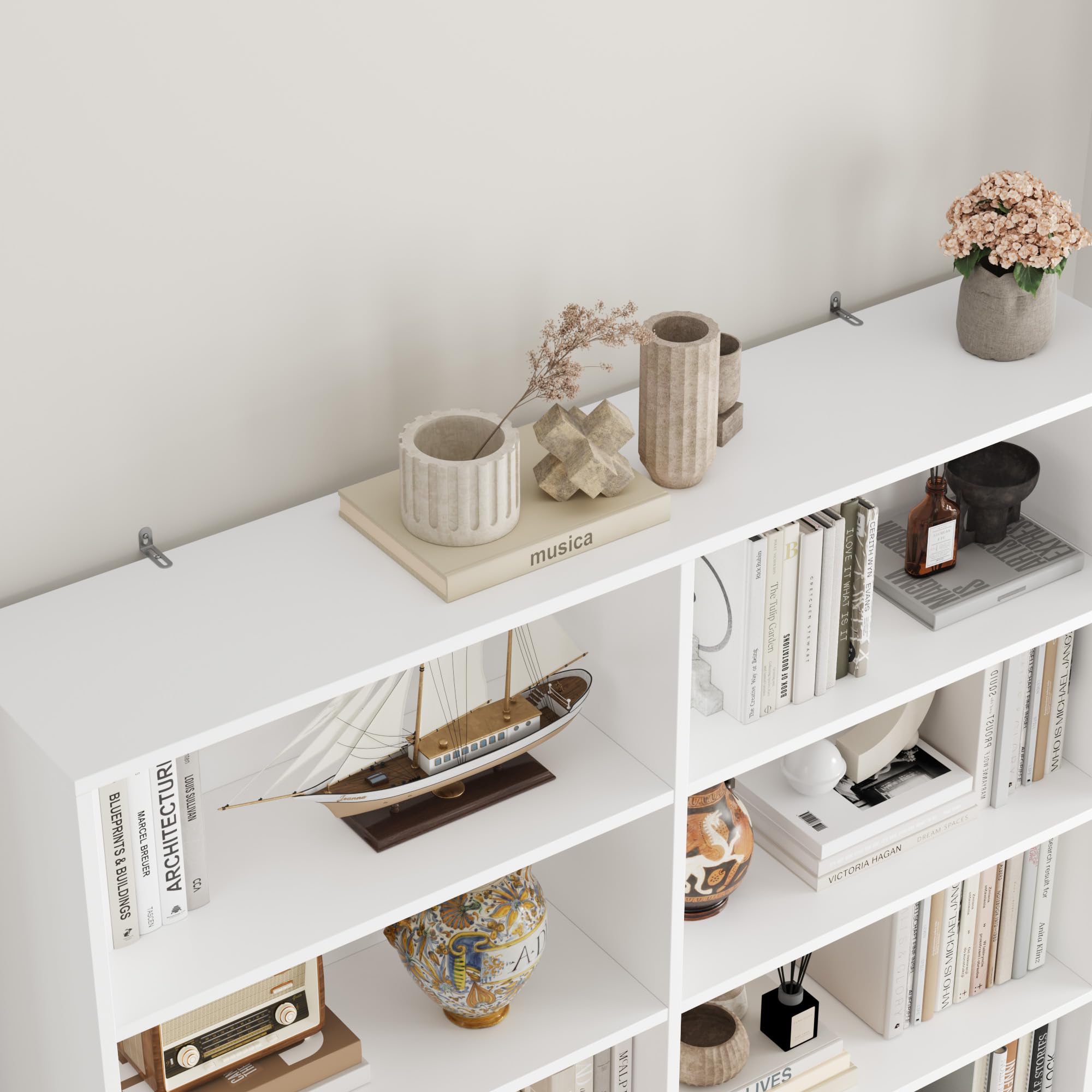 FirFurd Estanteria Libros con 12 Compartimentos, Libreria Estanteria | Estanteria Salon, Librerías Salón, Mueble Almacenaje para Libreria, Oficina, Estudio, Blanco, 120x30x188,7cm