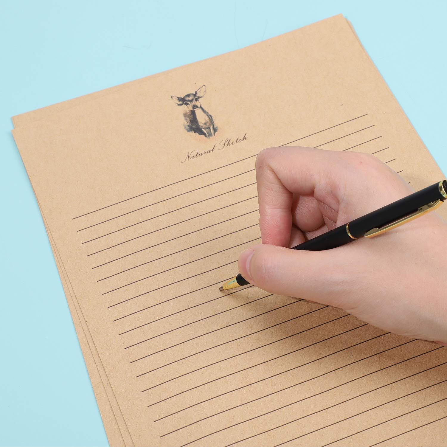 100 Sheets A4 Vintage Writing Paper Kraft Letter Paper Lined Writing Paper Pad Stationary