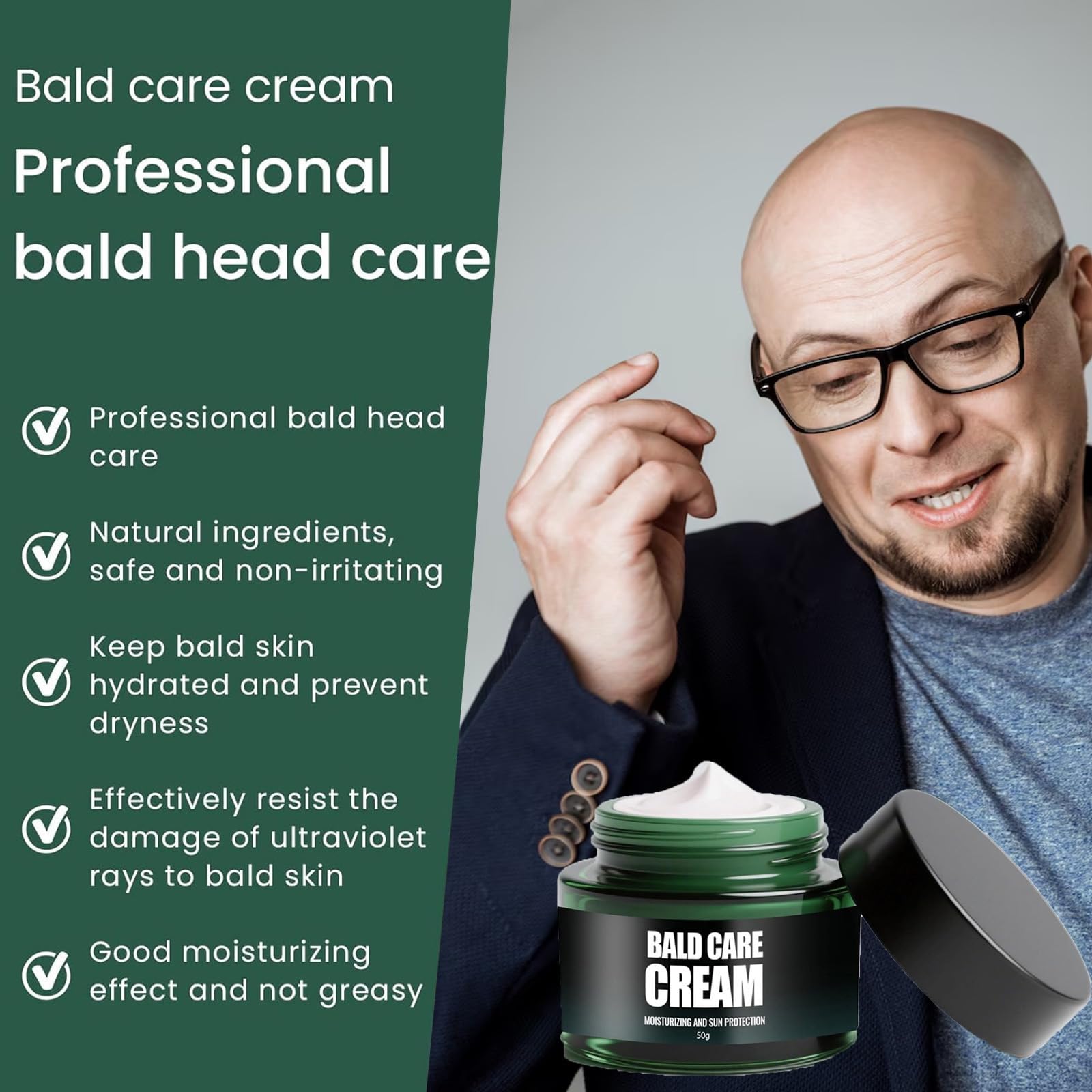 2Pcs Bald Head Cream with SPF 25, 100 g (Pack of 1) - Image 2