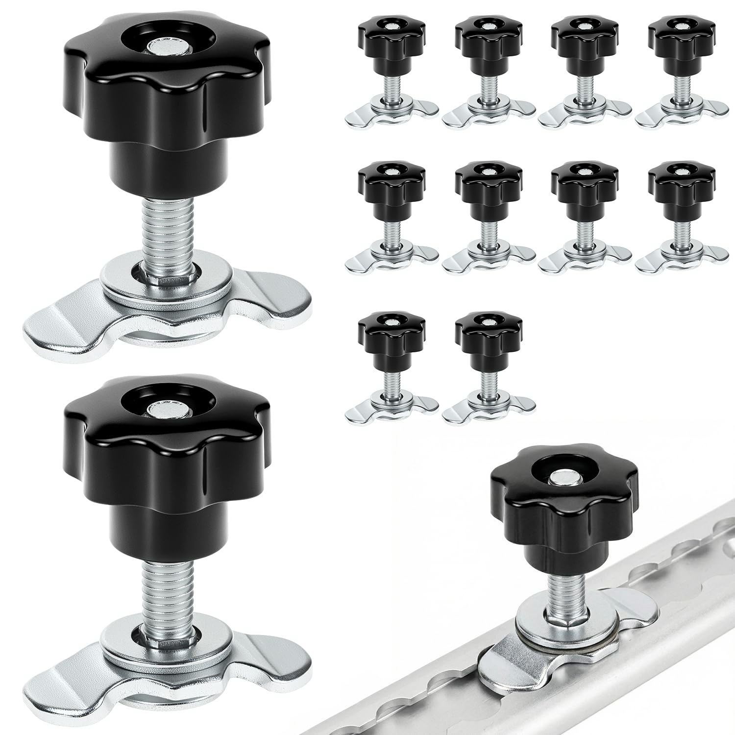QWORK® 12 pièces d'accessoires de vis M8x45 avec vis à Main pour Rails de retenue Airlineschiene - Accessoire de Finition adapté pour Un diamètre de Trou de 20mm