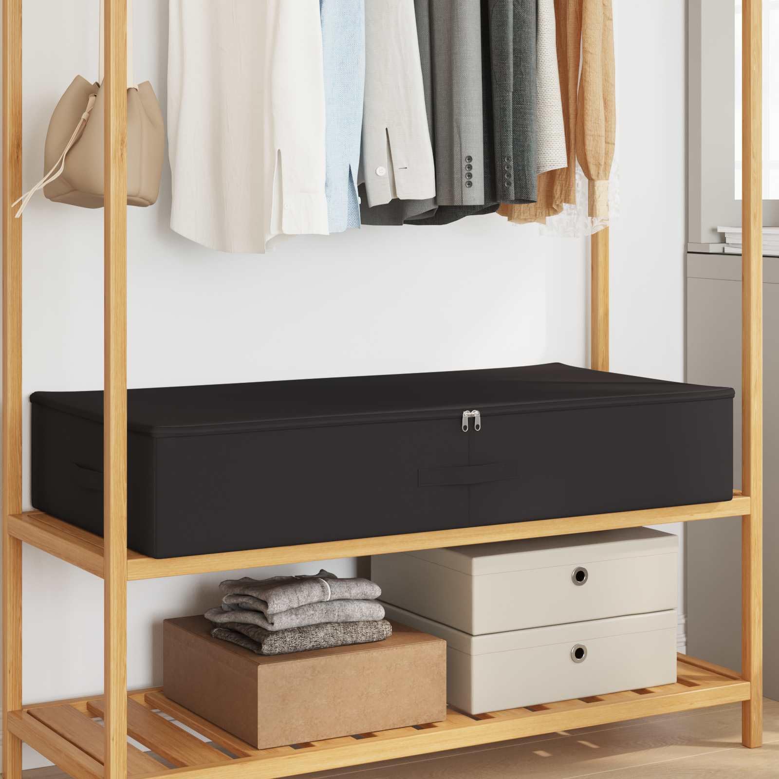 Hothingwell Scatola di immagazzinaggio 24 pezzi in tessuto non tessuto 100 x 50 x 18 cm | Doppio scomparto, pieghevole, manici pratici, poliestere traspirante, uso versatile