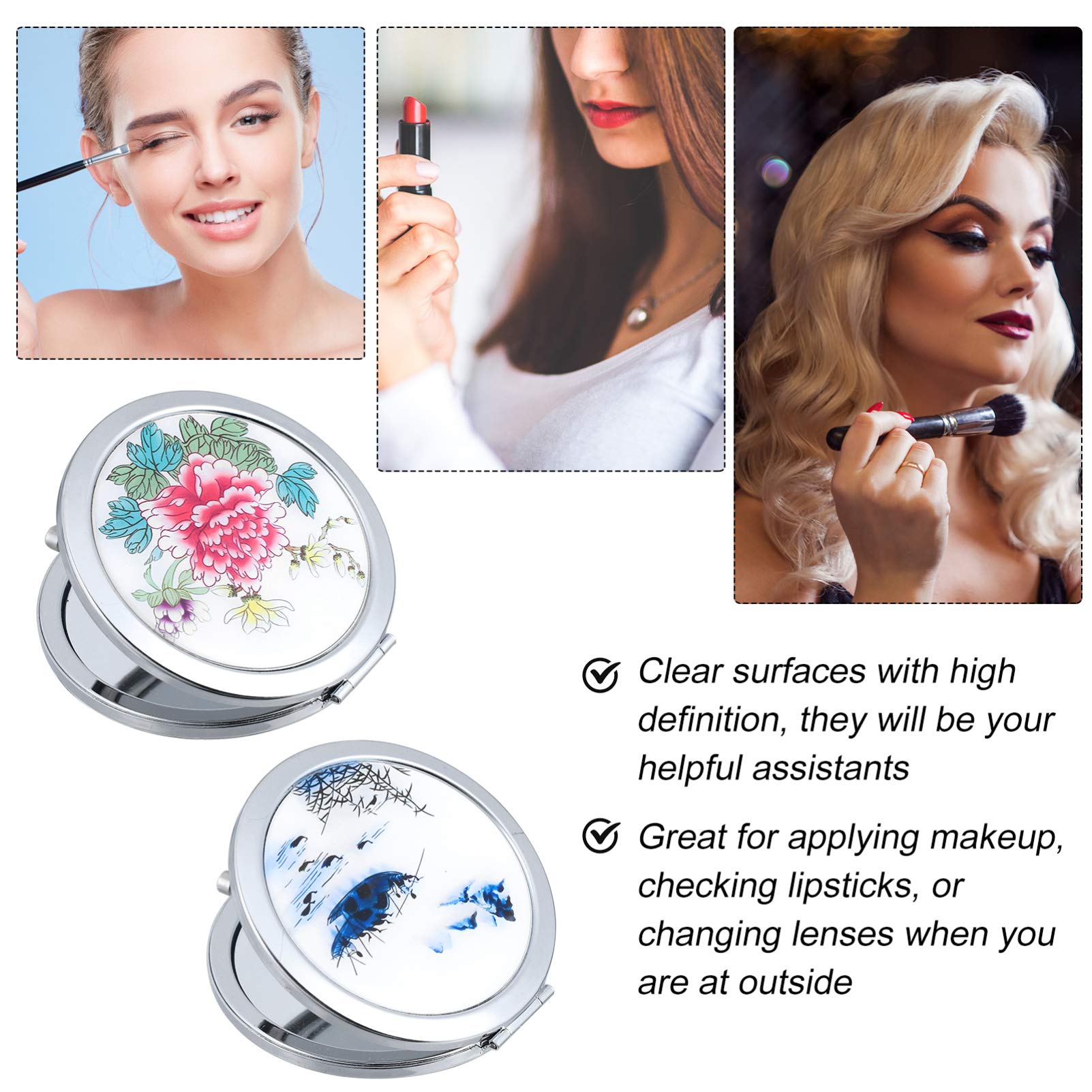 Amazon.co.jp: FRCOLOR 2個折りたたみ式両面ミラー ポケット化粧鏡