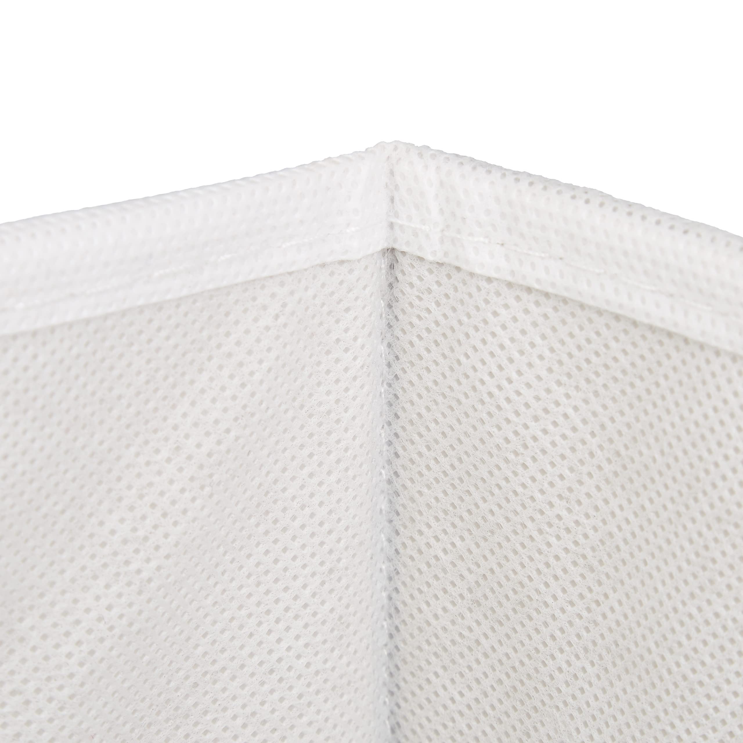 5 Cestos Almacenaje Bambú, Cestitas Cuadradas Tela Baño, Cajas Bajas Estante, 14 x 31 x 31 cm, Asa, Plegables, Blanco