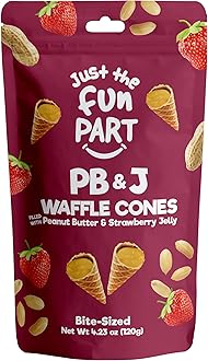 Just The Fun Part, Bite-Size Crispy Mini Waffle Cones with Premium Belgian Chocolate, Great for Snacks, Dessert, Grab & Go - Kosher (Peanut Butter & Jelly)