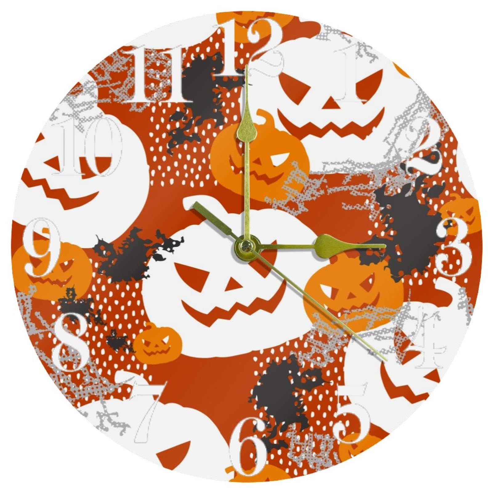 Horloge murale citrouilles Halloween sans tic-tac pour éliminer le bruit du salon