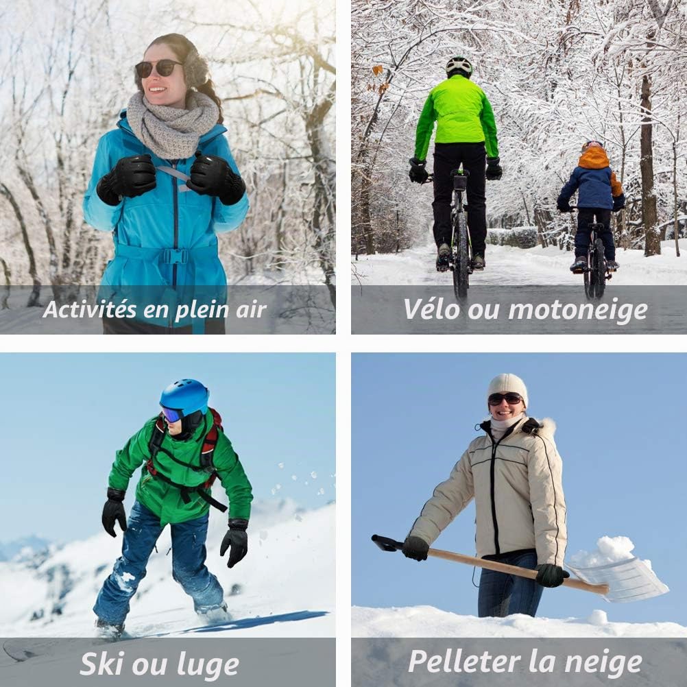 Gants Thermiques Imperméables et Coupe-Vent - Gants Chauds Tactile Thinsulate d'hiver 3M - pour Le Cyclisme, la Course à Pied et Les Sports en Plein Air - pour Femmes et Hommes