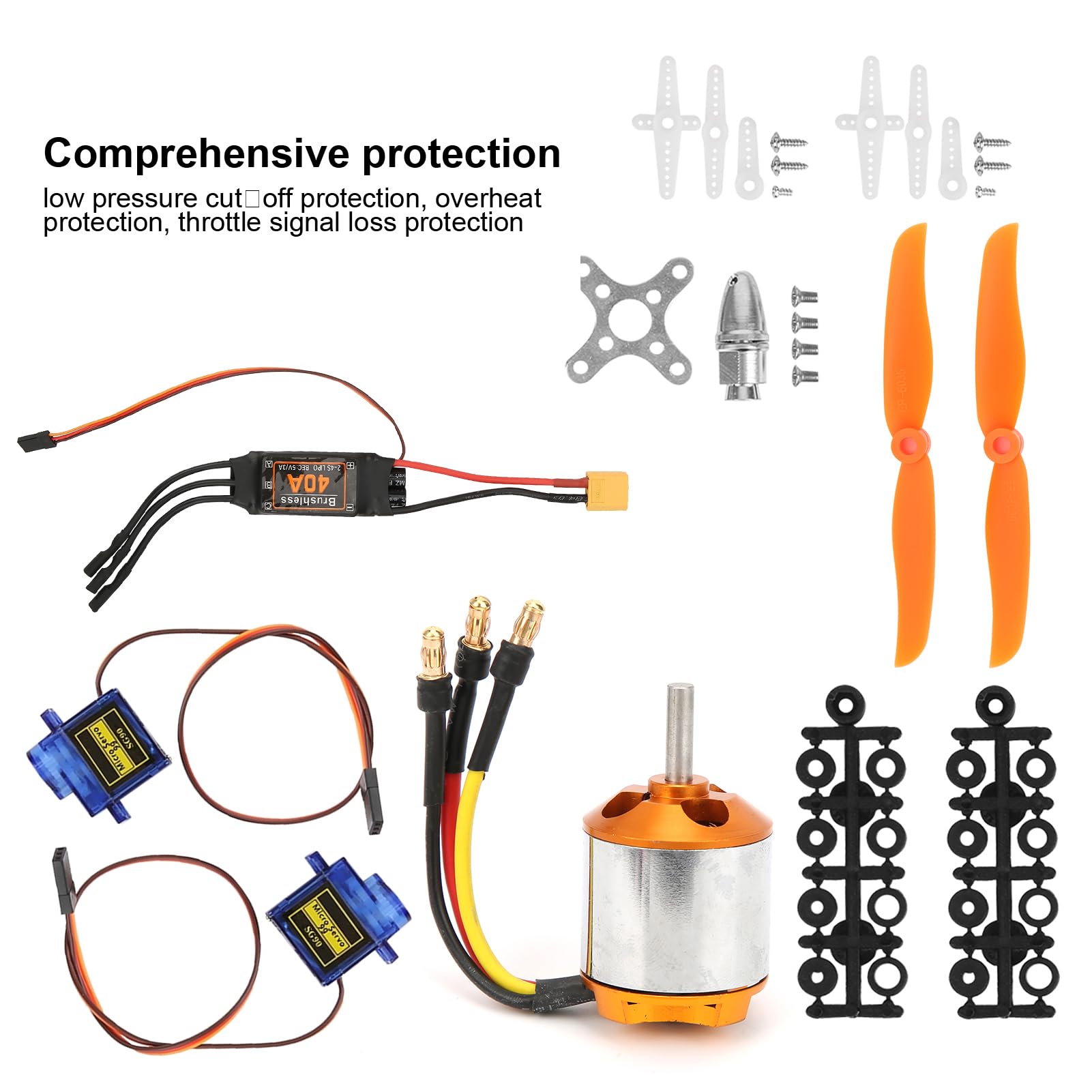 Kit Moteur Avion RC Hélicoptère Brushless ESC 40A XT60 Servo 9G Hélice 1060 2217 1100KV