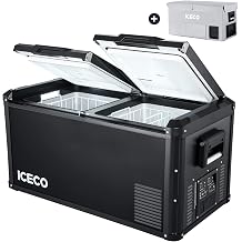 ICECO VL75 ProD Upgraded 75L Portable Car Refrigerator With SECOP Compressor, Multi-directional Opening Lid, 0F to 50F, 2 USB Charger & DC 12/24V, AC 110-240V, 12v Refrigerator For Home & Car Use