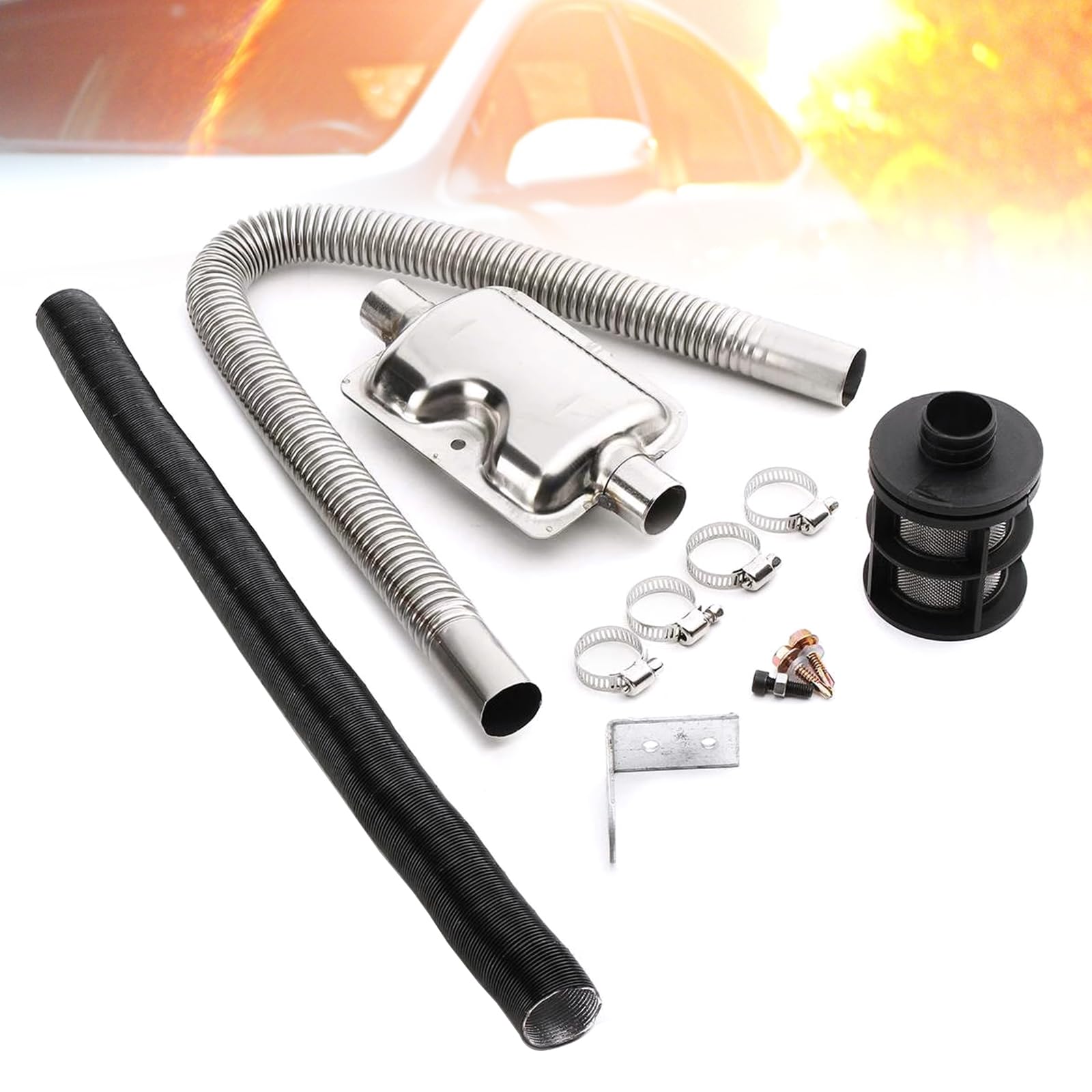 Kit de reparación de calefacción diesel tubo de escape de 60 cm + silenciador de escape de 24 mm + juego de filtros de aire de 25 mm para calefacción diésel de aire de repuesto