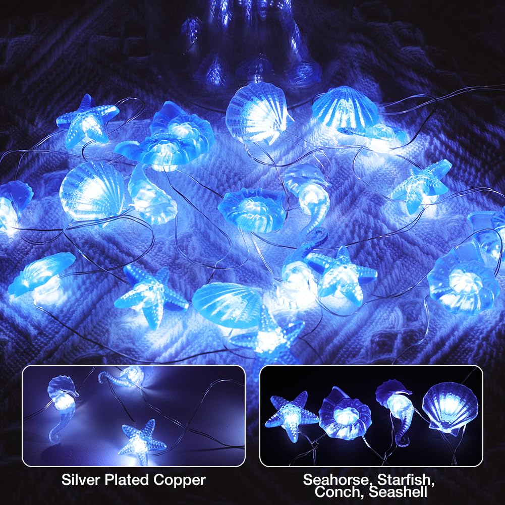 Catena luminosa a LED da 3 m, motivo animali marini, 20 LED, decorazione nautica, alimentazione tramite USB, per interni/esterni (bianco caldo) | Leroy Merlin