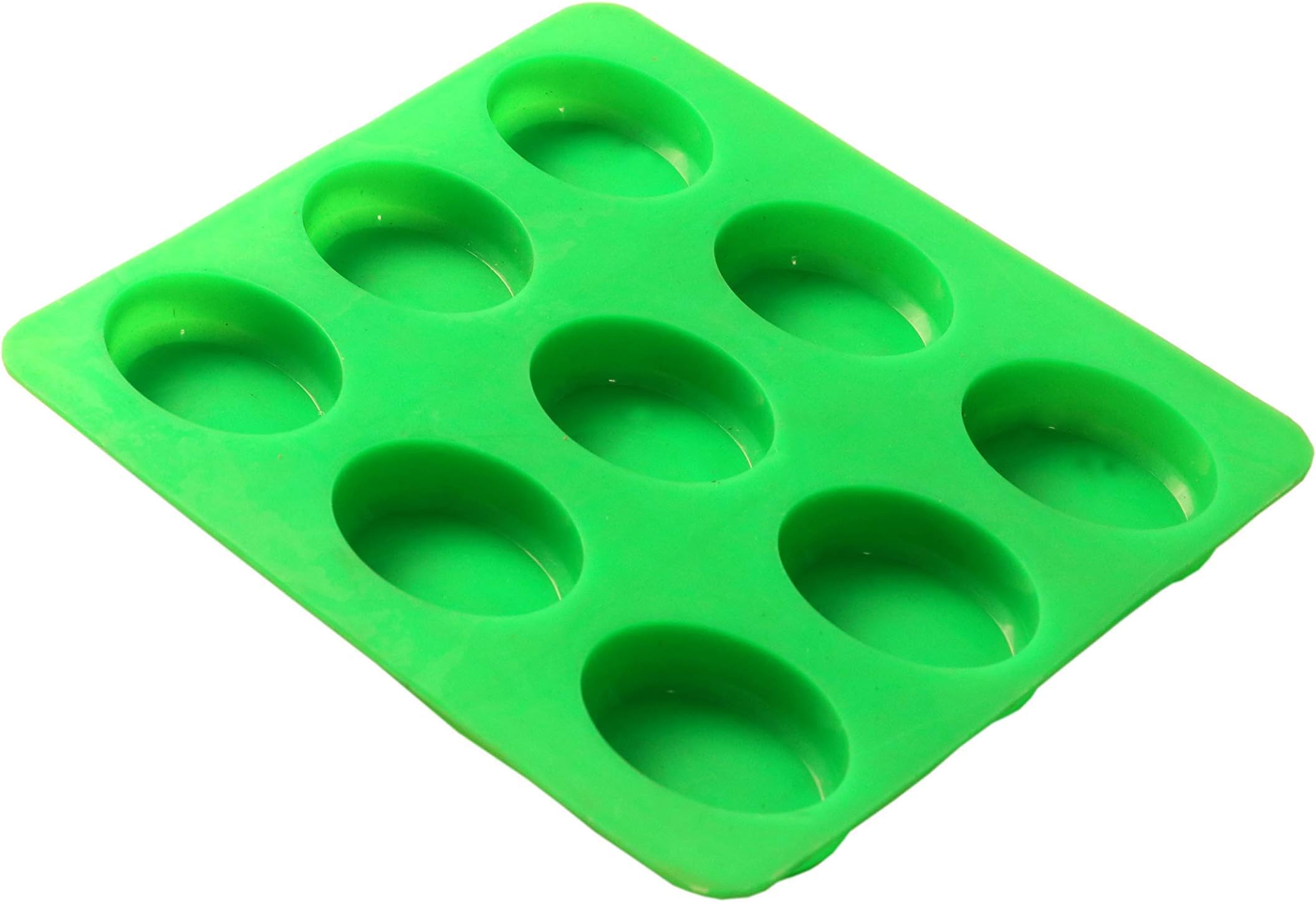 Amos 9 Cavity Oval Shape Silicone Mould for Soap (50 Gram, Random Colour)