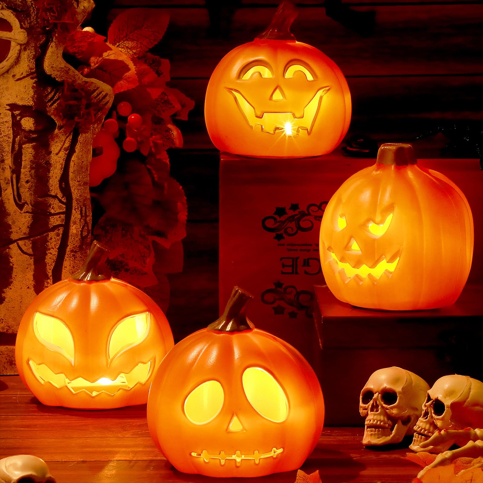 ハロウィン Halloween Pumpkin with LED Lights Halloween Pumpkin Jack-O-Lantern w/Sound & Flickering LED
