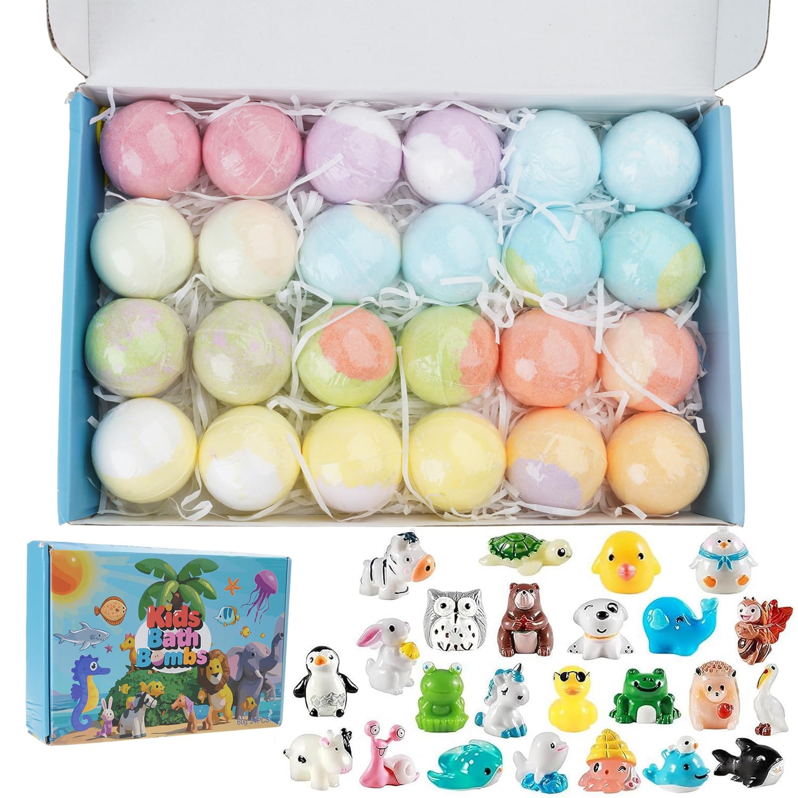 24 Piezas/Juego Animal Juguete Baño Fizzies Juguete con Divertidas Sorpresas en Interior para Niños del Baño Compromiso Fizzies Set
