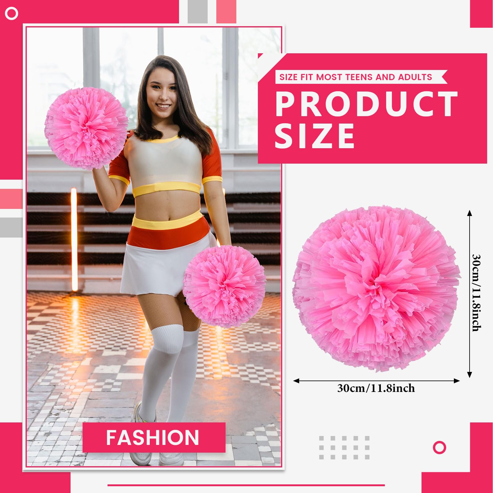 Cheer pompony, 26 szt. uchwyt na cztery palce, ręczne pompony drużyny cheerleaderek, do drużyny sportowej, gry ducha, na imprezę taneczną, dla dorosłych, pudrowe