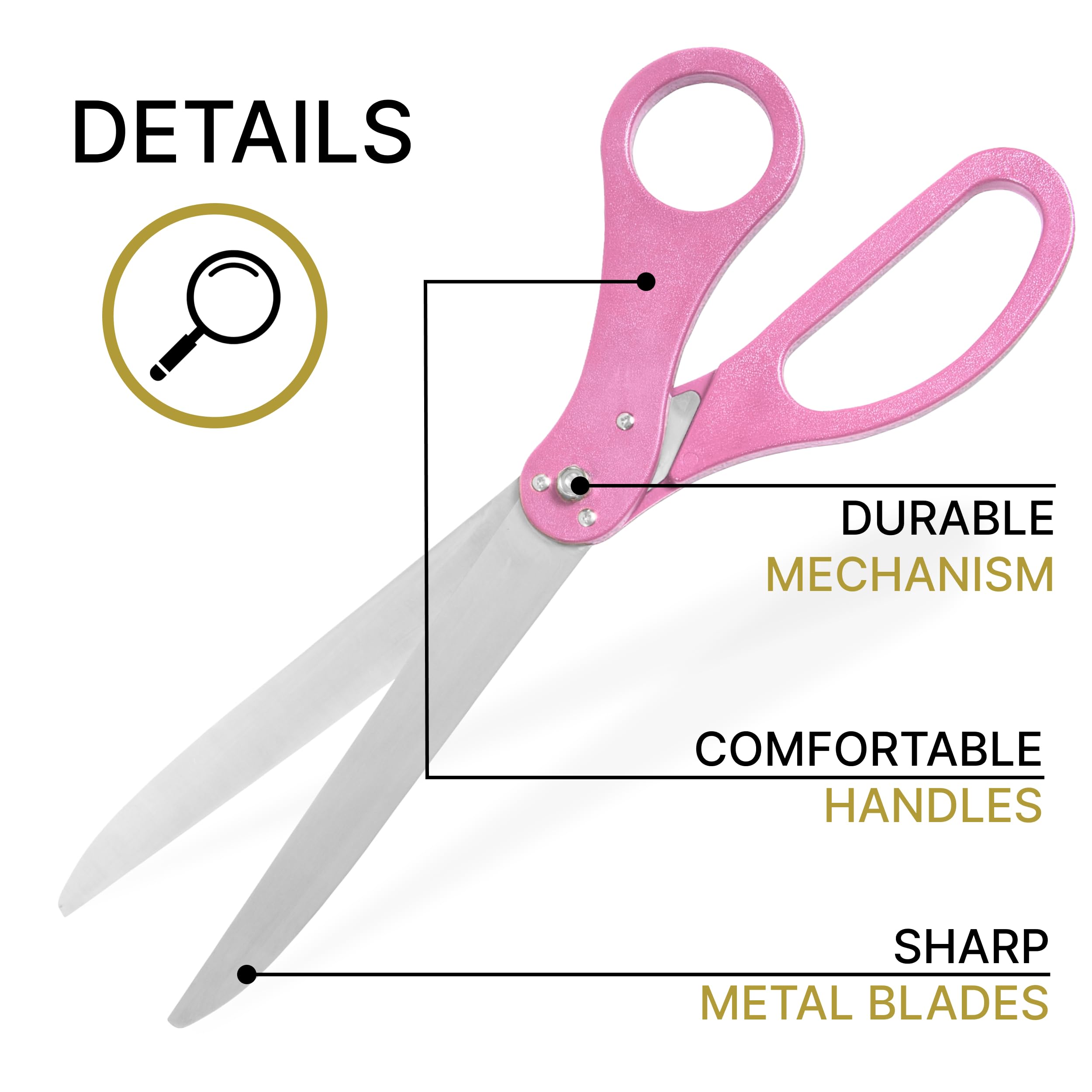 Kit gigante rosa para corte de cinta – Tijeras ceremoniales de 25 pulgadas, kit de gran apertura, tijeras grandes, ceremonia de corte de cinta, tijeras rosadas para decoración de eventos