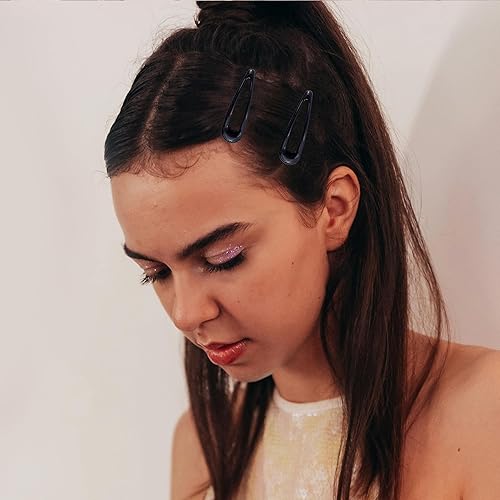 Miniatura 5 de 20 pinzas de metal para el cabello con broche de agua, sin deslizamiento, pinzas para el cabello fino grueso y fino, color negro, 1.97 x 0.5 pulgadas