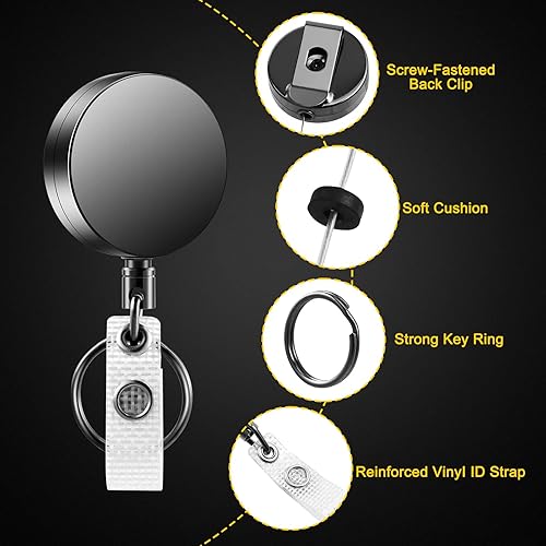 Miniatura 2 de NOKAPIN Carretes retráctiles para enfermeras, soporte de metal resistente de alta calidad con clip para cinturón, llavero para tarjeta de nombre (2)
