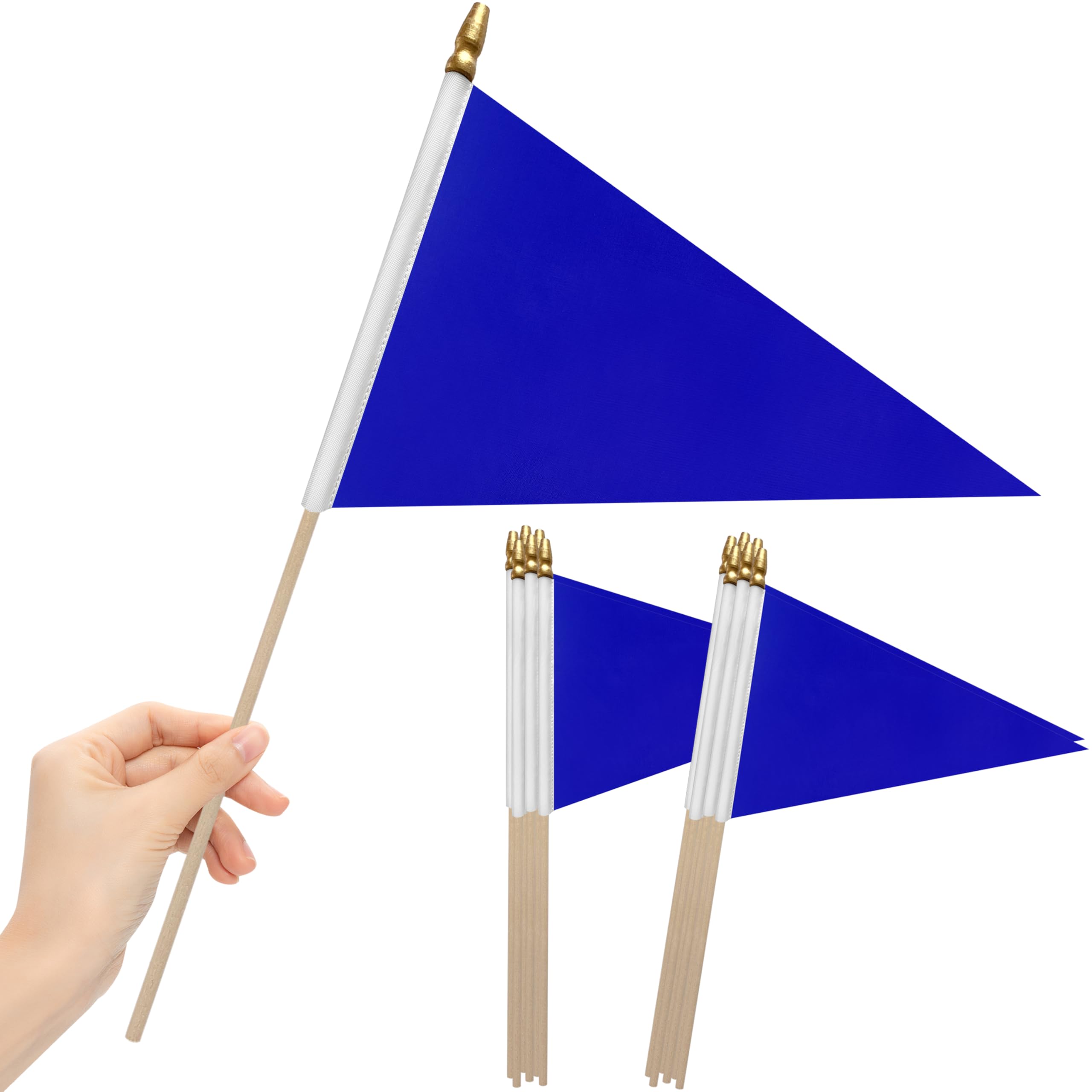 27 Pack Solid Color Pennant Flags Small Mini Hand Held Plain White Red Blue Black Green Yellow Purple Orange Pink Pennant DIY Graffiti Stick Flags Set