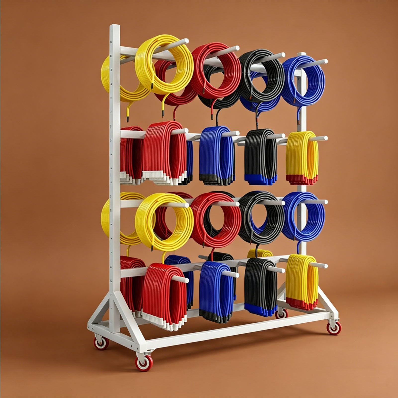 Wire Spool Storage Rack Electrical Cable Display Holder with Wheels, Cable Reel Categorized Storage Display Organize 881lbs Capacity for Workshop,Warehouse and Retail(B,4-Tier 160x90x200cm)