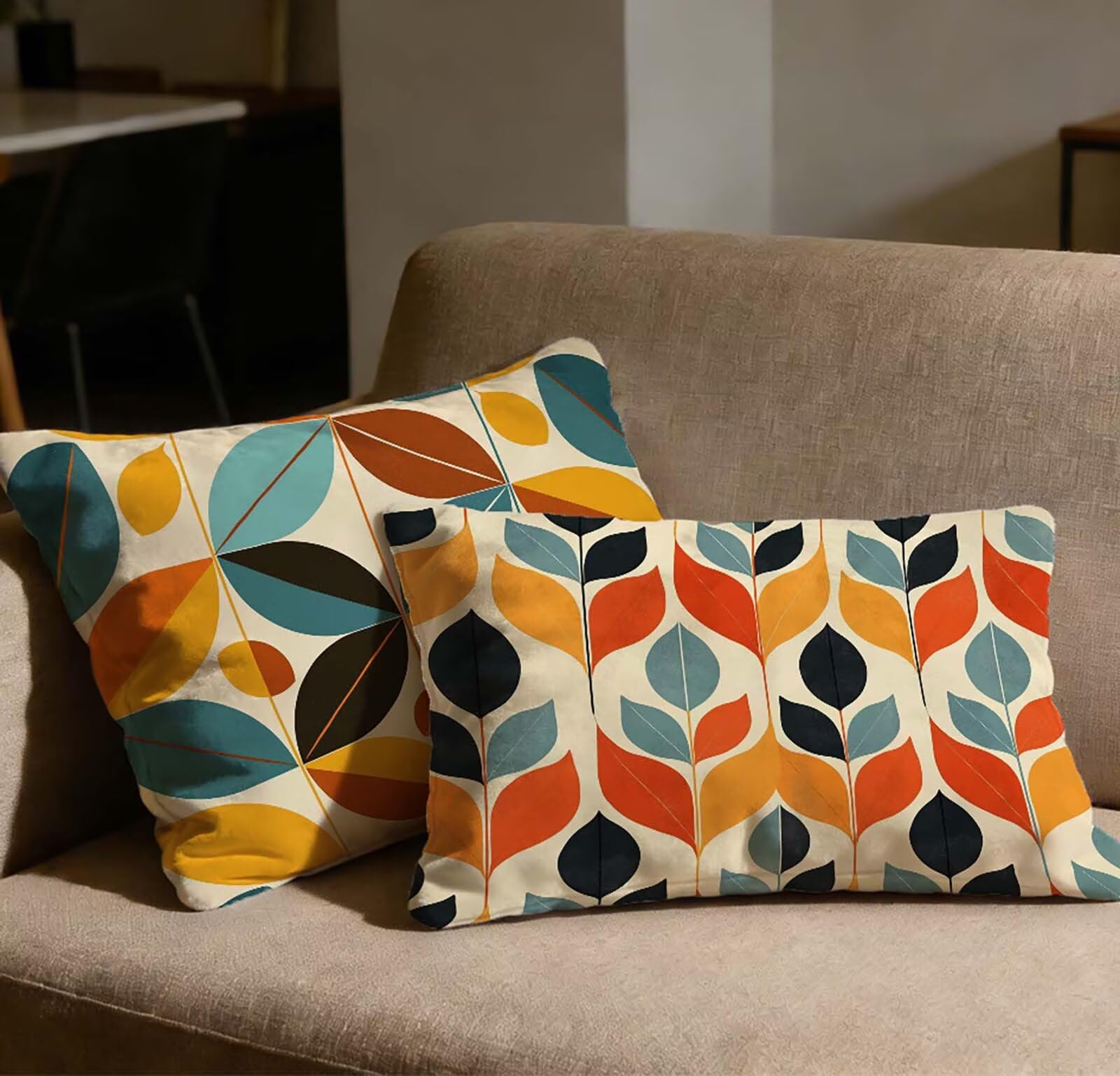 Taie oreiller 50x70 housse de coussin couleur velours coussin feuille lot 2
