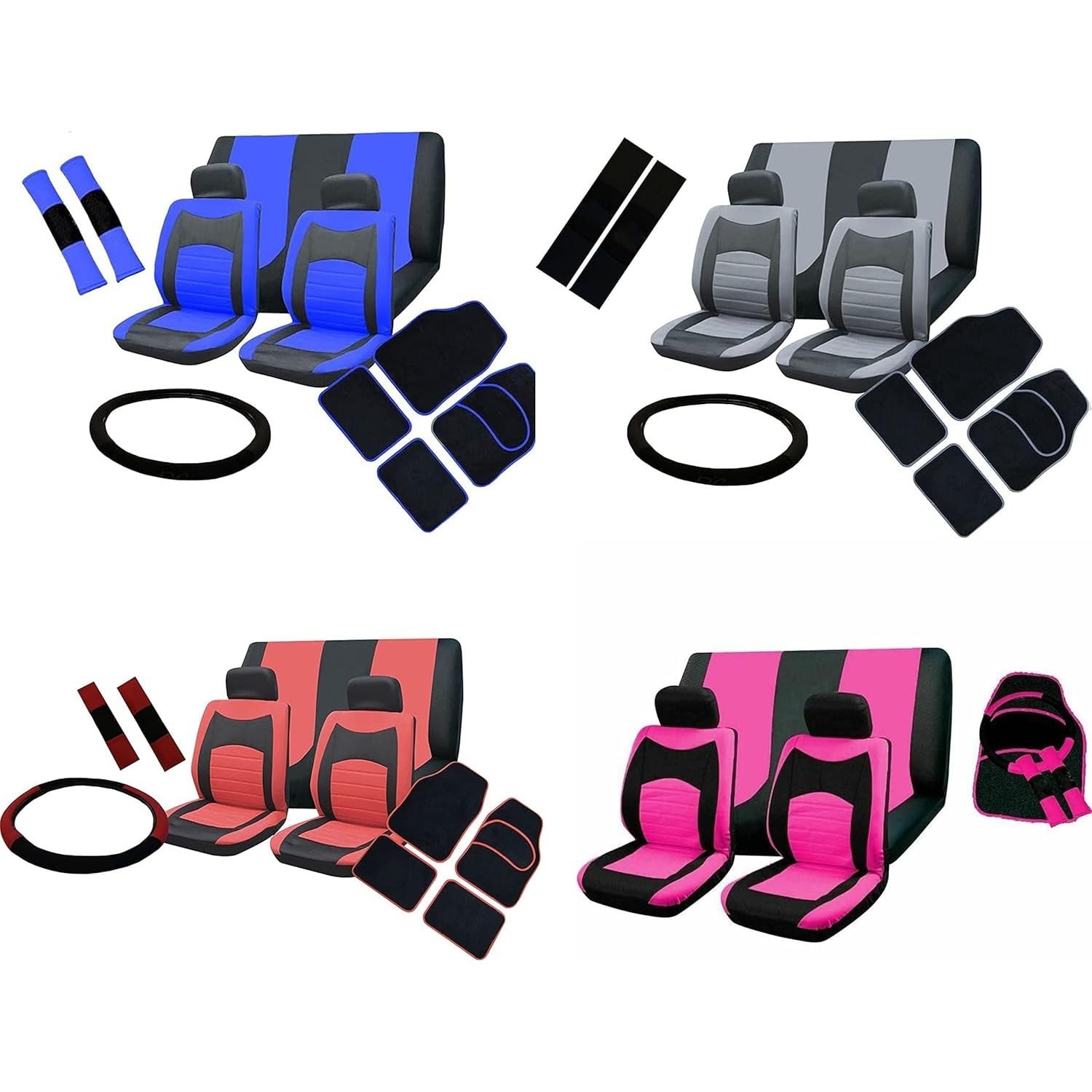 Set coprisedili auto compatibile con Fiat 500 kit interno completo include coprisedili tappetini e coprivolante accessori auto Design Antiscivolo/B/A