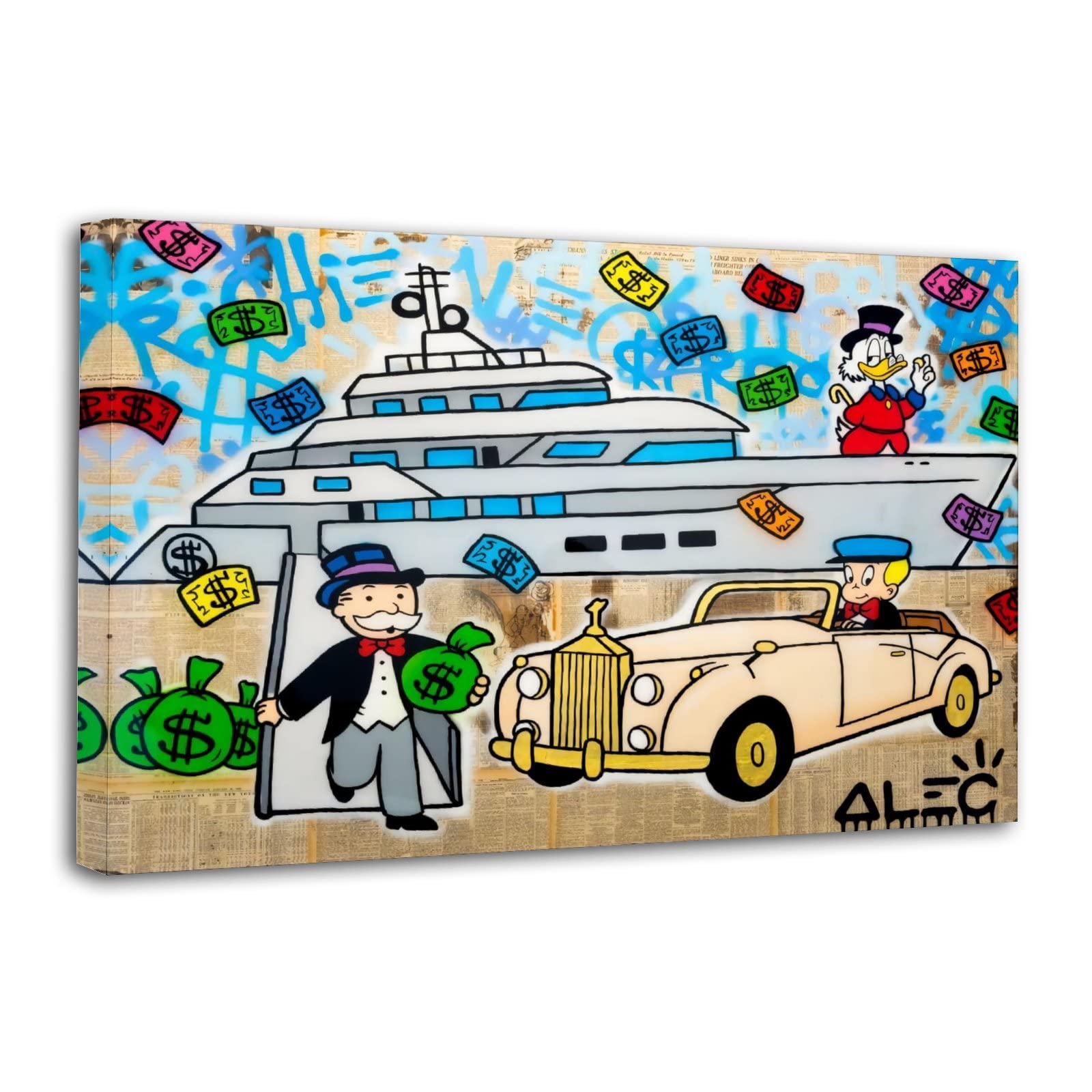 EWM ALEC Monopolys Yacht Rolls Canvas Art Poster and Wall Art Picture Print Modern Family Bedroom Decor Posters 16x24inch(40x60cm)