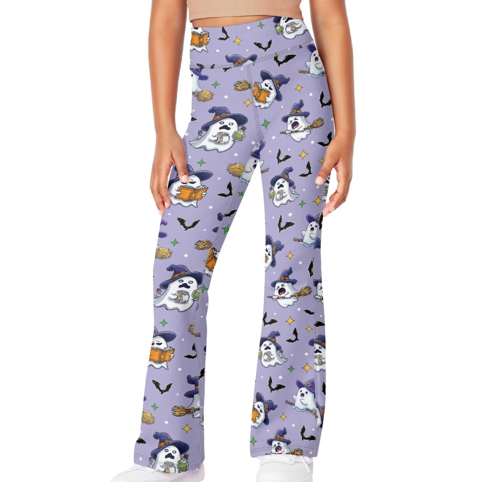 Girls Leggings Floral Print High-Waisted Flared Pants 5-14 Years