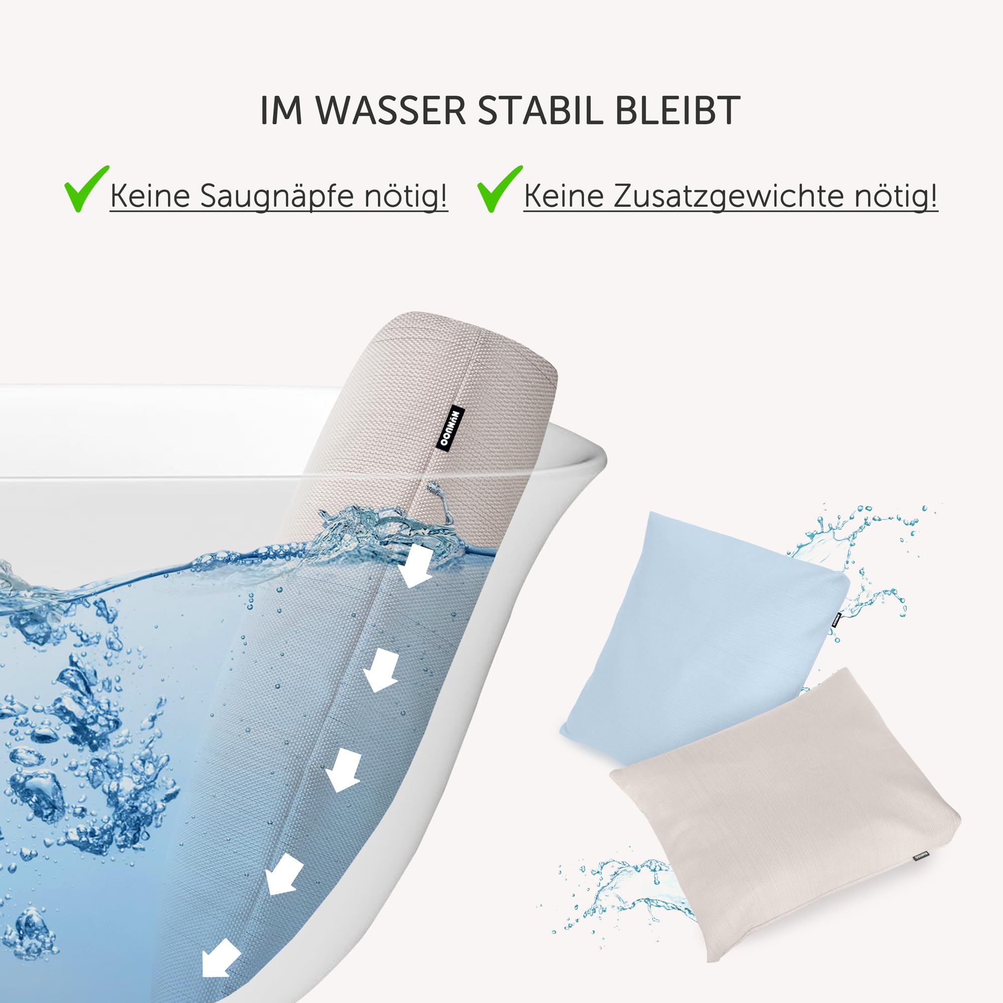 Ergonomisches Badewannenkissen | Premium Wellness Badekissen 3D-Mesh | Schnelltrocknendes Badewannenpolster 50x60cm (Perlmutt)