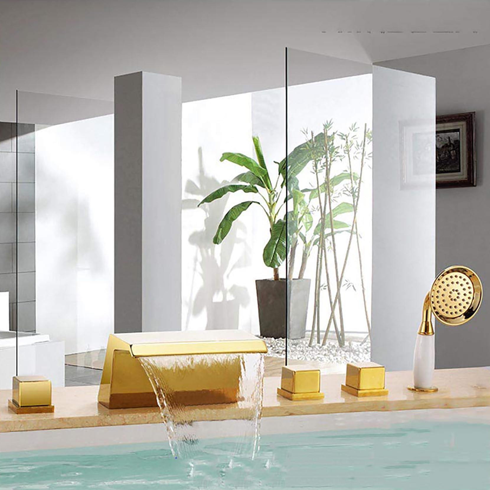 Mitigeur de douche en laiton pour baignoire romaine avec effet cascade