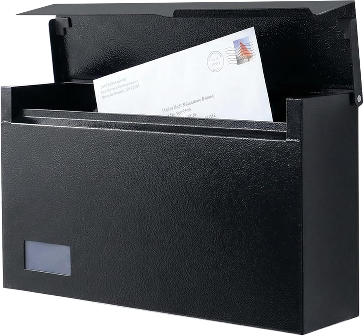 Outdoor Wall-Mounted Mail Box Large Capacity Post Letter Mail Box Newspaper Box with Viewing Window (14.5" x 3.2" x 7.1" Black)