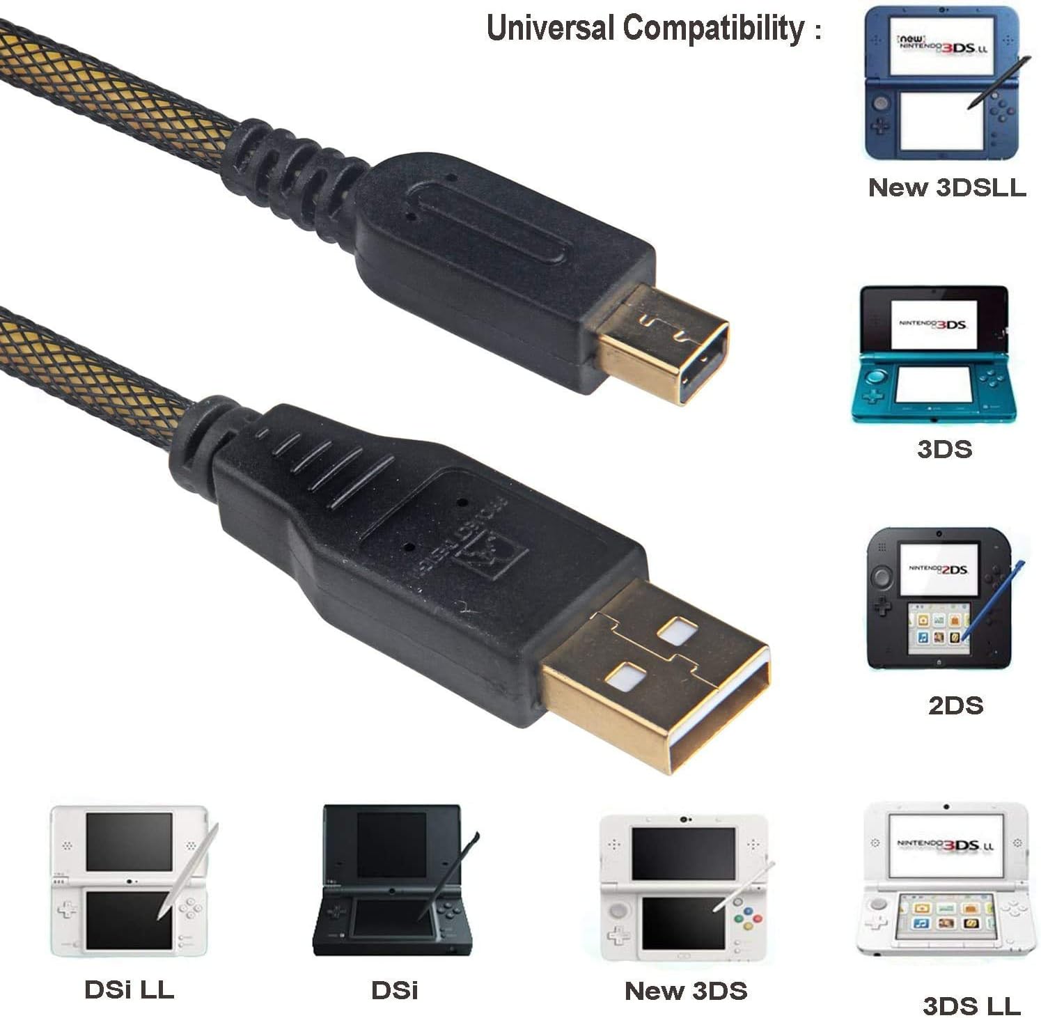 Project Design Upgraded High Speed USB Charger Charging Cable For Nintendo 3DS XL / 3DS / DSi / DSi XL