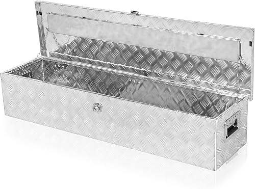 Miniatura 7 de Caja de herramientas de aluminio para camión de 50 pulgadas, caja de herramientas para cama de camioneta pickup con cerradura y llaves, cajas de