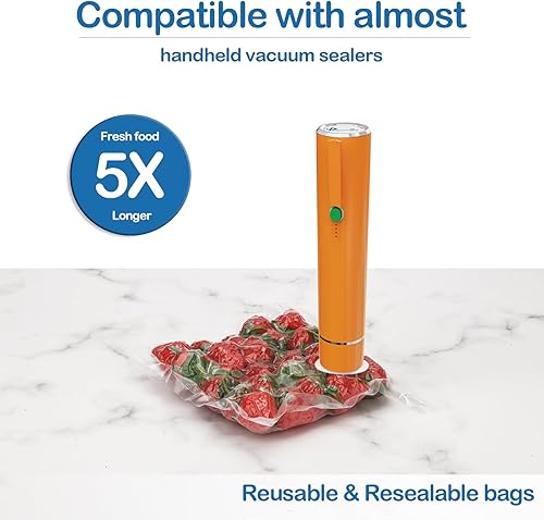 Miniatura 2 de 40 bolsas selladoras al vacío para alimentos con válvula de aire, bolsas reutilizables para Sous Vide (20 grandes + 20 pequeñas)