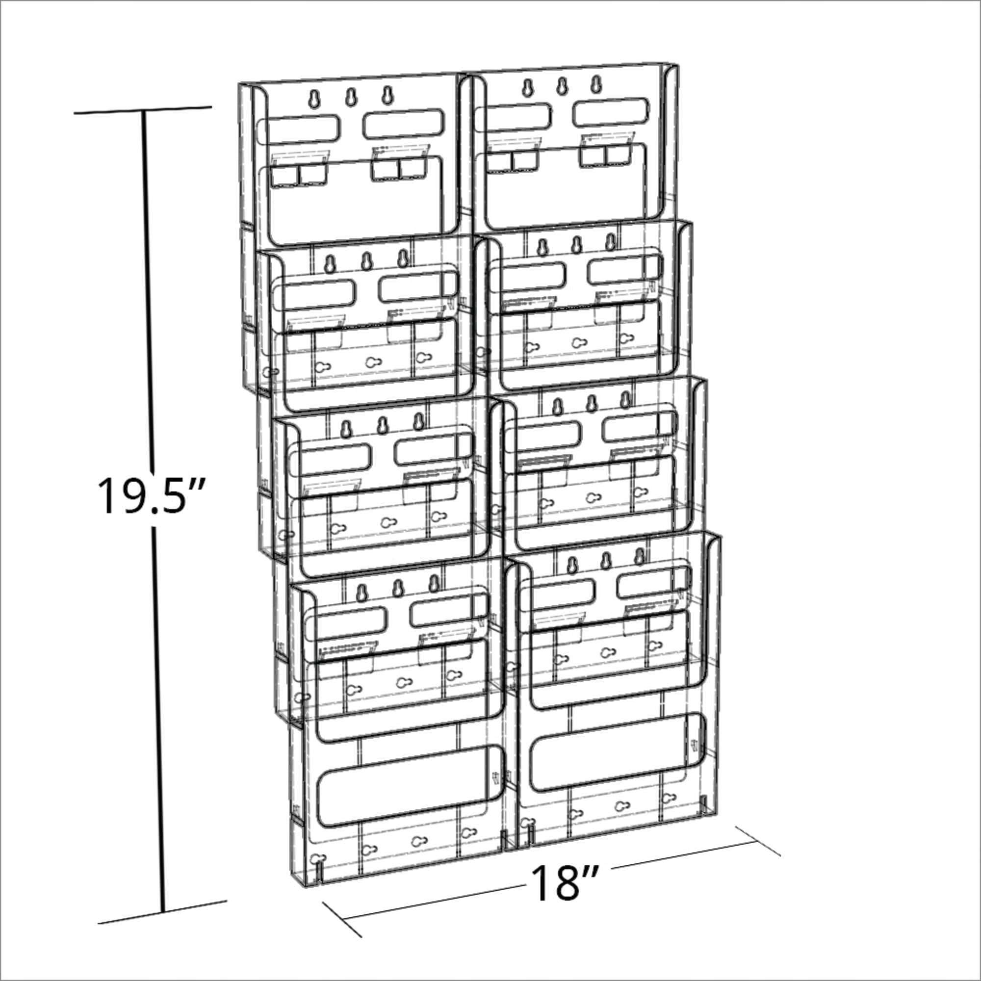 Azar 252322 Wandhalter mit 8 Fächern für Briefe
