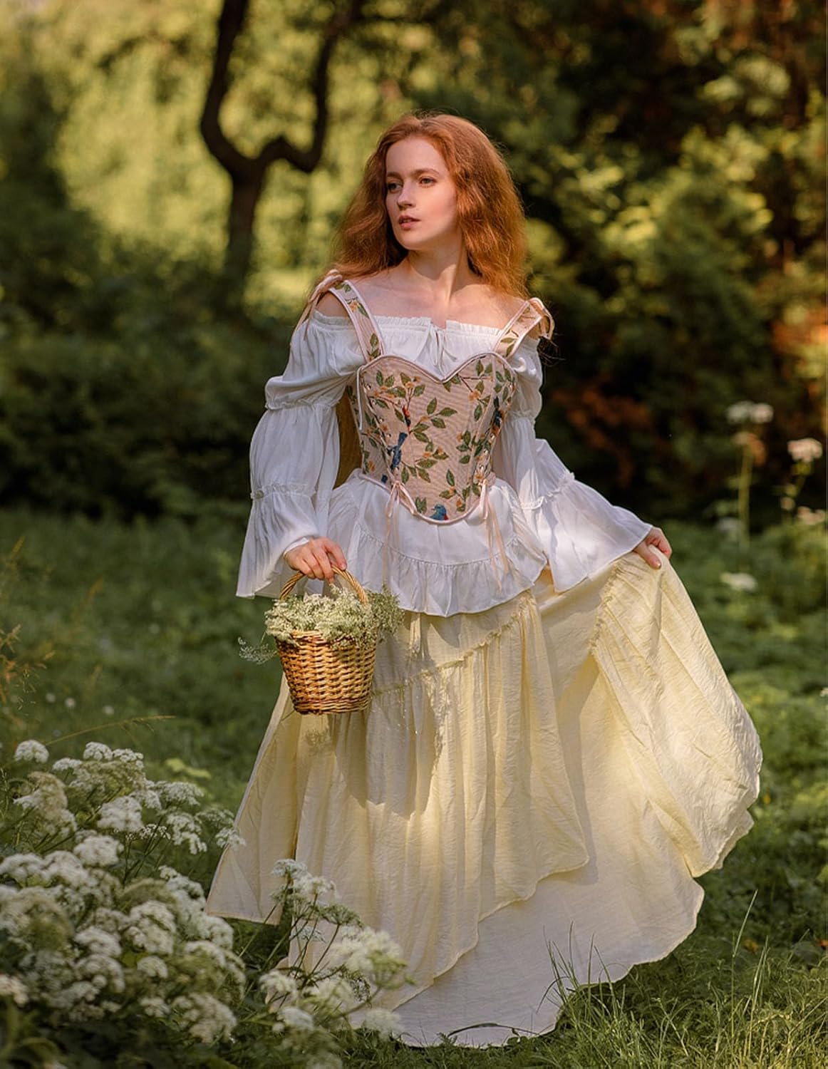 Scarlet Darkness Long Skirts for Women Renaissance Costume Pirate Maxi Skirt Plus Size with Pockets - Image 2