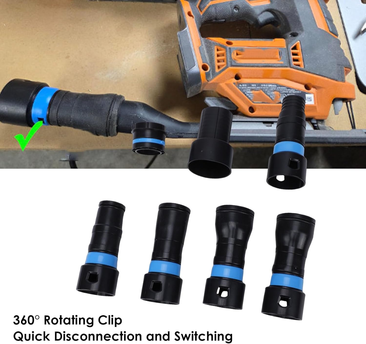 7PCS Dust Collection Hose Adapters Kit for Home Shop Vacuum Hose, Quick Click Expanded Adapter Multi Brand Power Tools Sander Adapter Set for Home Workshop Vacuuming System