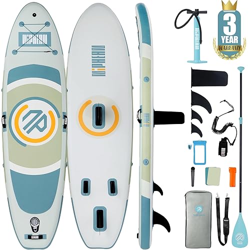 Niphean Inflatable Paddle Board with (Beginner Friendly) StabilTrac Fin and Durable SUP Accessories, 10' Inflatable Stand up Paddle Boards for Adults & Youth, Versatile Yoga Paddle Board, Gift Ideas