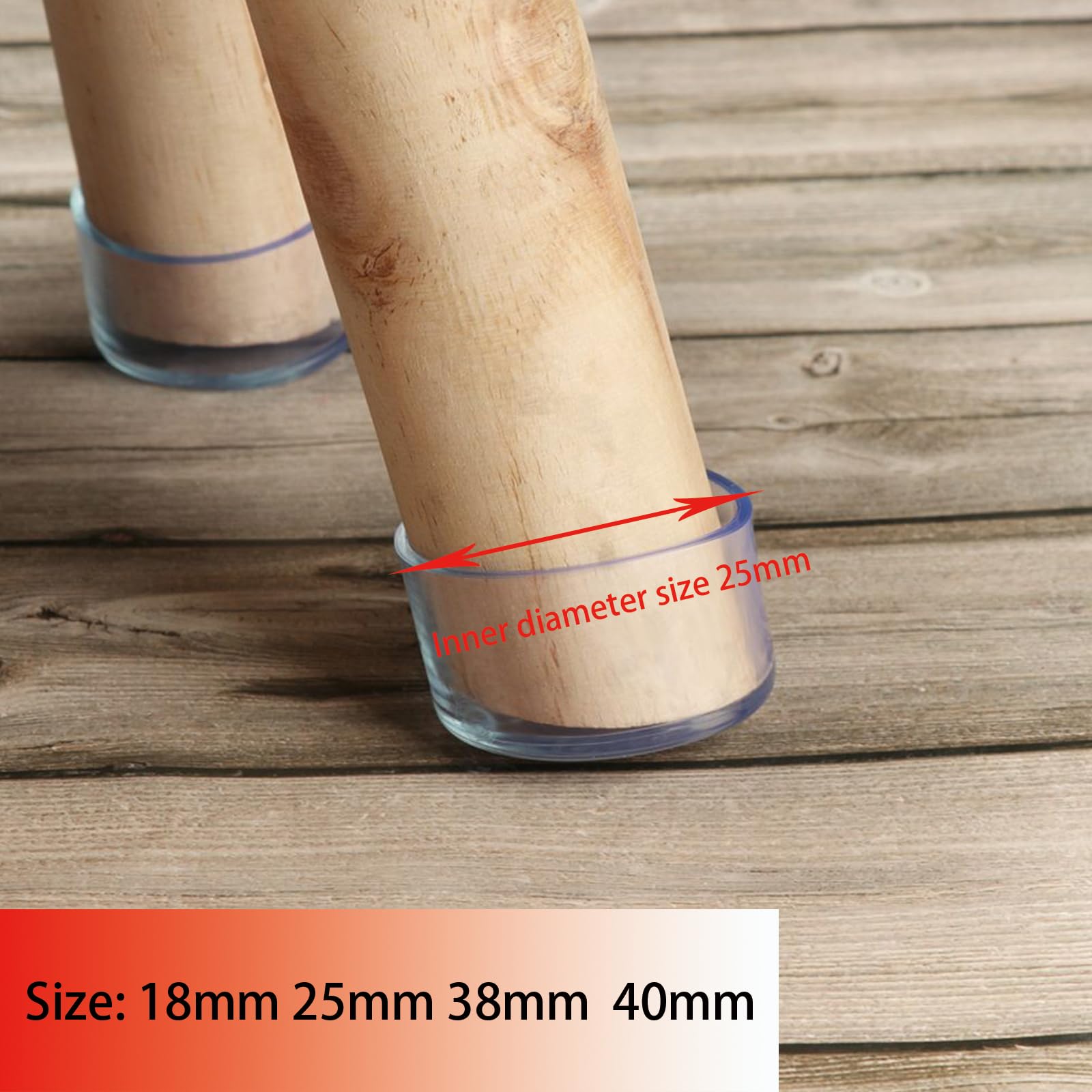 Leliafleury 8Pcs 38mm Rubber Leg Tips Round End Caps Clear Chair Leg Covers Non-Slip Rubber Furniture Feet Replacement Tips for Tables Chairs Desks - Image 2